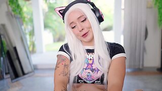 Naughty gamer chick Alice sucks a dick and moans while riding