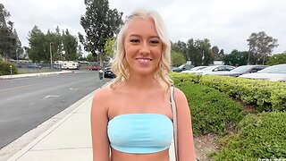 Cute blonde Skyler Storm sucks a dick before getting penetrated